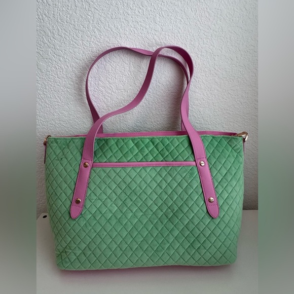 Juicy Couture Mint Green and Pink Quilted Tote - Picture 4 of 10